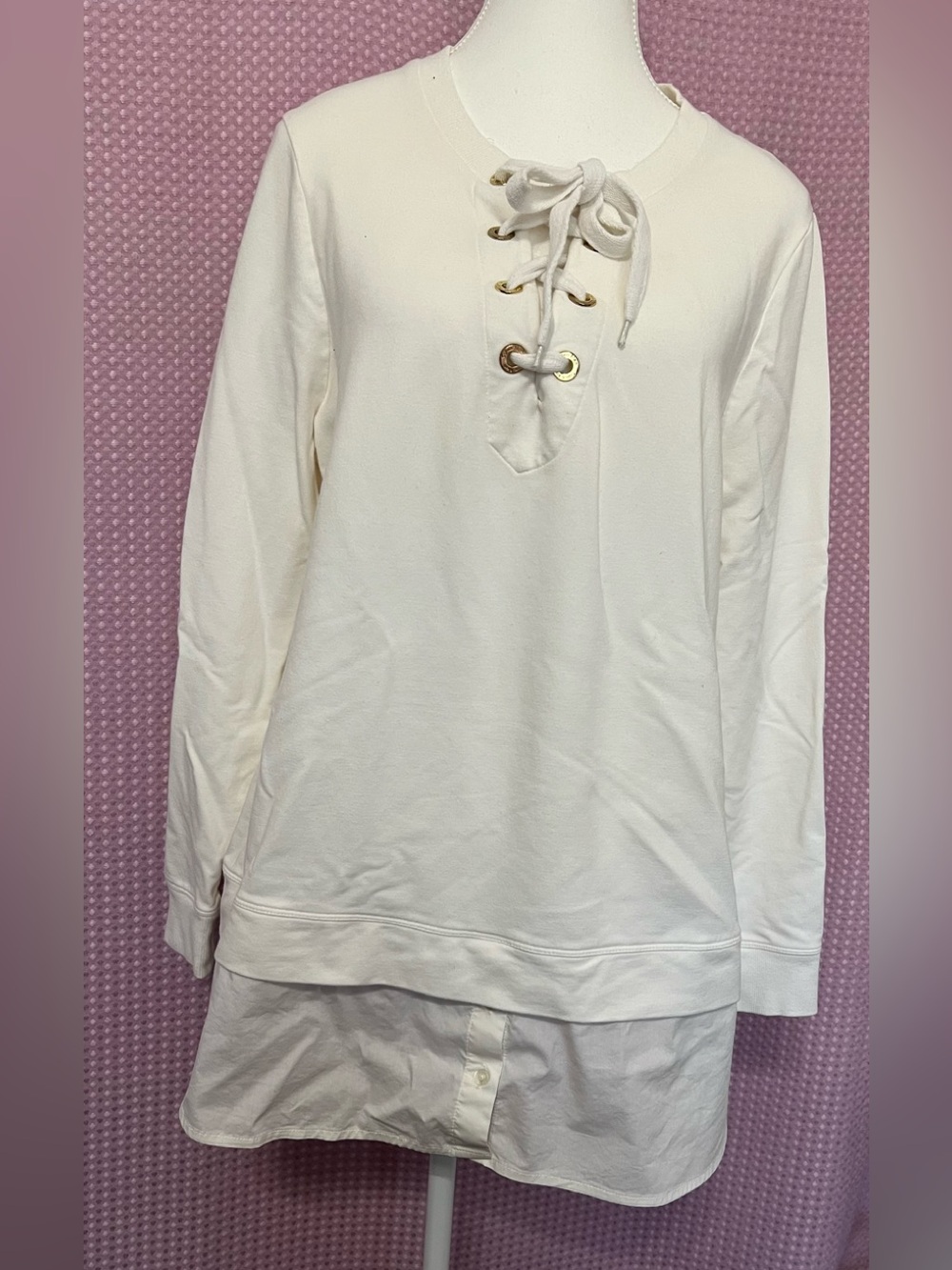 Calvin Klein Cream Lace-Up Top